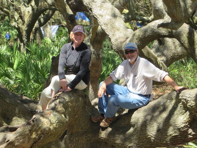 We convinced Cheryl and Dudley to have their picture taken in this tree, just as we had in 2013.