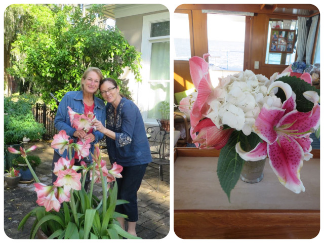 Lynn cut flowers from her lovely lilies for me to take back to the boat. The bouquet added such a touch of cheer to our little salon.