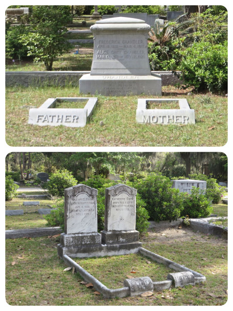 Headstones of "Father" and "Mother" were often surrounded by their descendants.