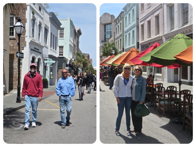 Guys and gals, aimlessly wandering down King Street in Charleston. 