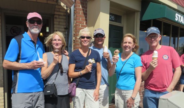 Windy, but like a summer day, in the 80's. A stop for ice cream!!