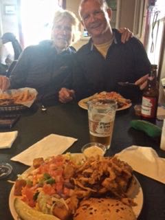Dan,Marcia, and Al have dinner at Back Bay Ale House. Warm food in a warm place.