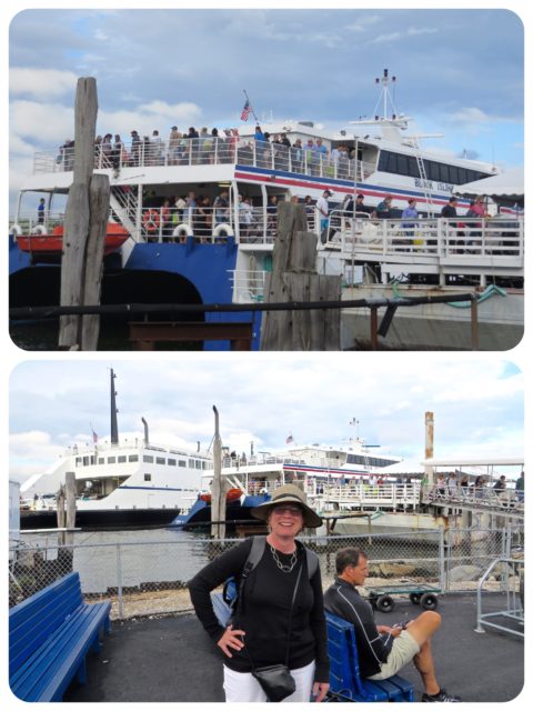 Cheryl arrives on the New London-Block Island fast ferry.