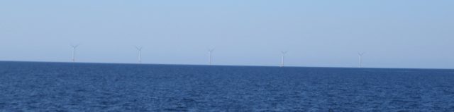 The Block Island Wind Farm in the distance. 