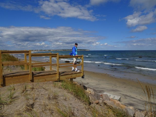 Al stood out on this wooden walkway that once went down to the beach.Hurricane Sandy destroyed it.