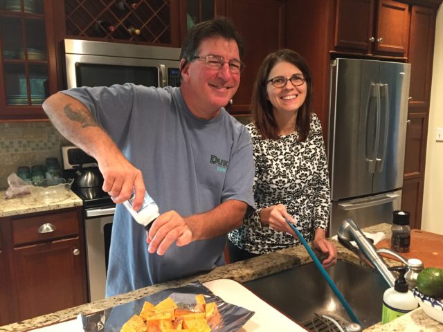 Anthony and Annette prepare a delicious dinner for us all. How often do you have guest like that??