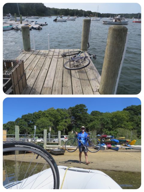 We had to get the bikes onto the dock and then AL went around to find a place for our dinghy amongst the either links.