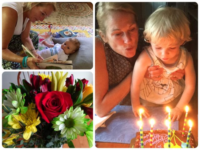 Flowers from my Al. Help from Caleb with the birthday candles. Addie joins the fun.