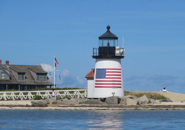 Brant Point Light. Don’t recall seeing the flag on the lighthouse before.